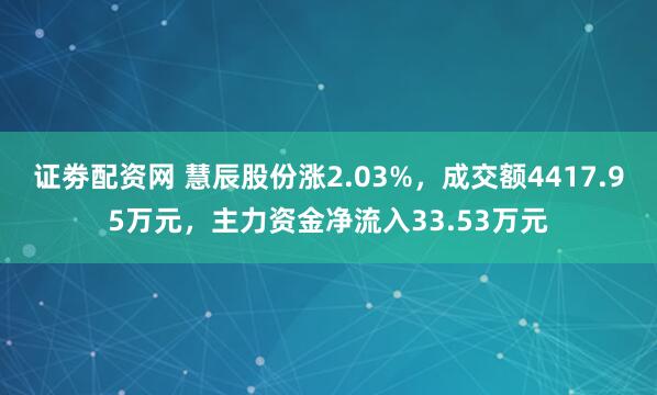 证劵配资网 慧辰股份涨2.03%，成交额4417.95万元，主力资金净流入33.53万元